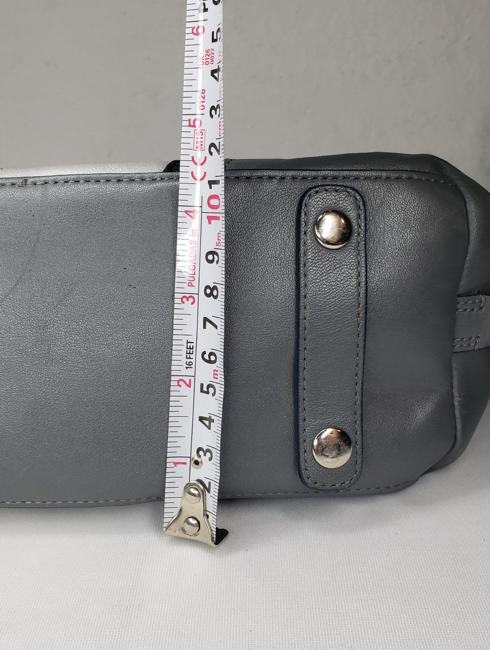 Coach Ashley Gray Leather Satchel Bag - Two-Tone Gray - Picture 12 of 16
